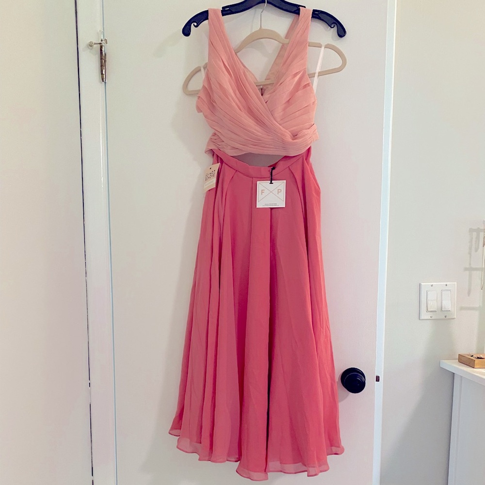 fame and partners matching set - ankle length skirt and crop top